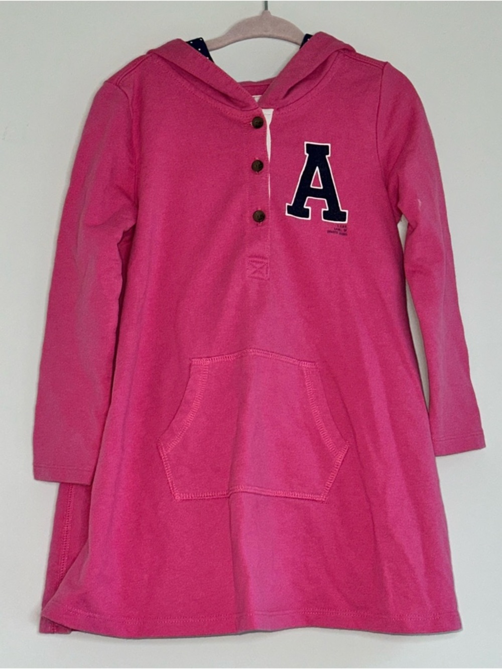 Pink Hooded Tunic Dress with A Patch 2-4Y